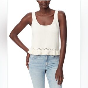 Sam Edelman Inez Pointelle Cream Knit Sleeveless Top bohemian size medium